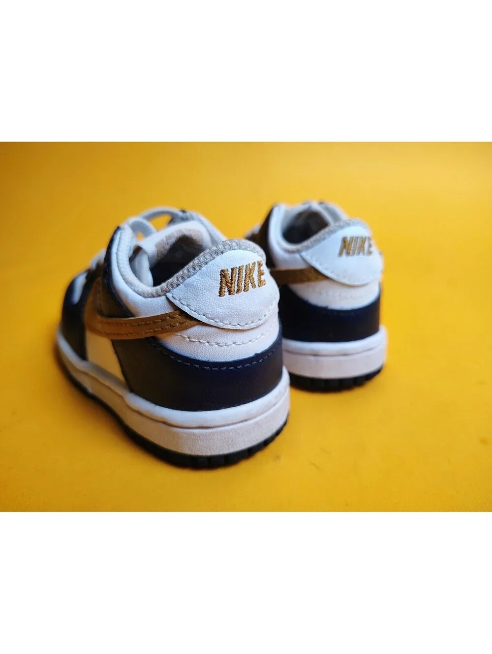 Nike Dunk Low TD Midnight Navy Wheat Toddler Size 5C Shoes FB9107-111 Blue White
